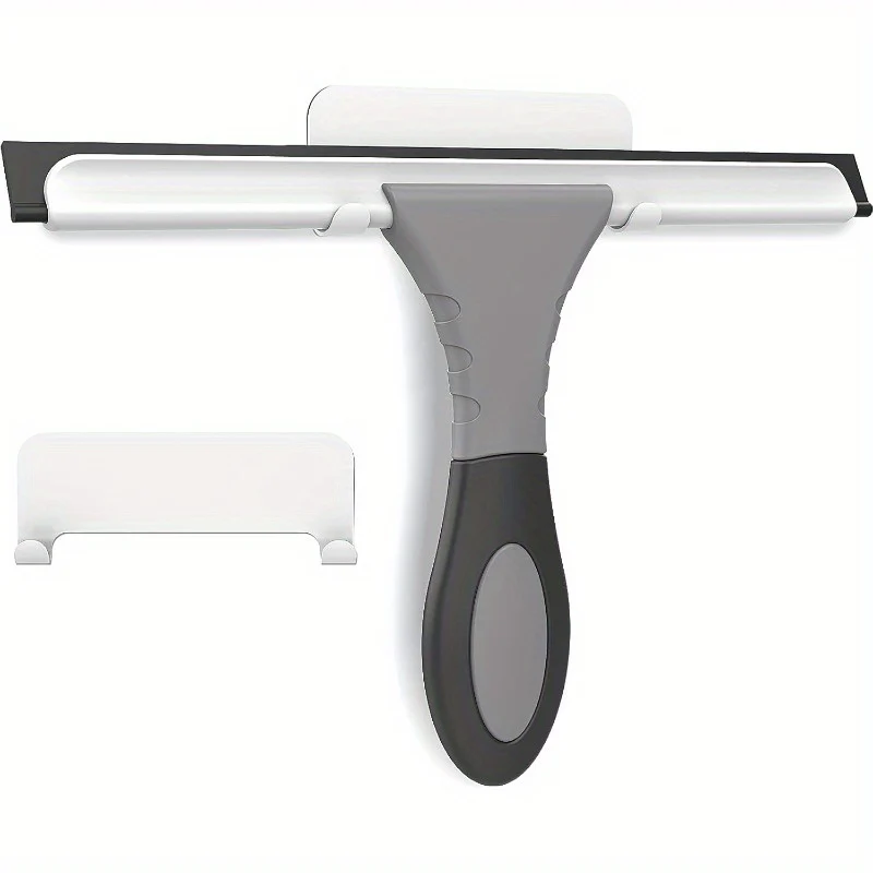 （20 pcs）AllPurpose Silicone Shower Squeegee for Glass Window Door Mirror Car Windshield Tile Wall Portable Cleaner Tools Includes One Hook One Adhesive 10 Inches Gray