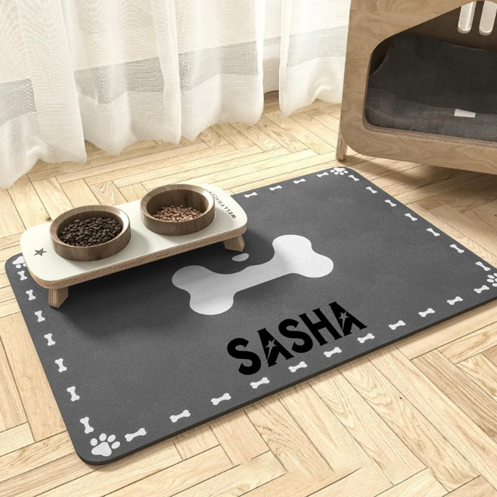 Personalized Super Absorbent Dog Food Mat with Name - Customizable Pet Placemat, Rubber & Diatom Mud Material, Ideal for Dogs, Dog Food Mat | Custom Placemat | Rubber Mud Ma